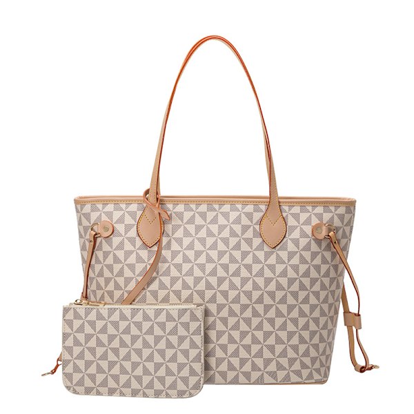 Handväskor för Kvinnor Designer Mode Handväskor Topphandtag Satchel Axelväskor 2st med Liten Plånbok (Vit)