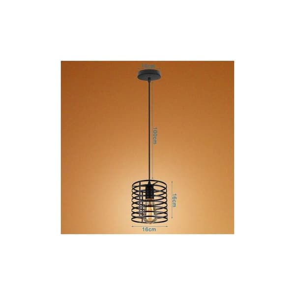 Cham Lysekrone Industriel Pendel Bur Jern Cylinderformet Lampe E27 til Indretning Restaurant Værelse Soveværelse Sort