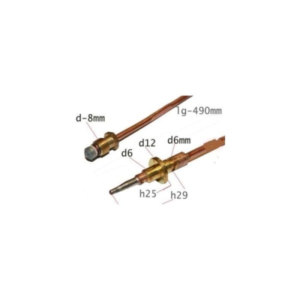 Termoelement længde 490 mm til DE DIETRICH kogeplader 4602828 - - WN1520E2B - WN1520E21 - BVMParts