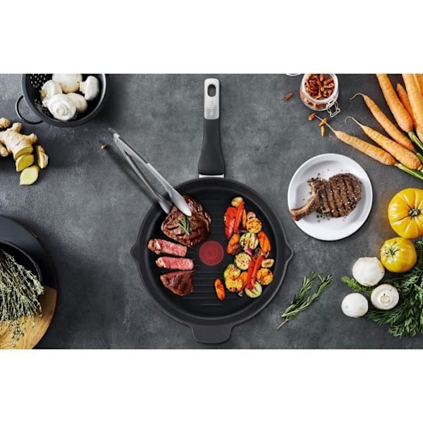 TEFAL E2294074 Ubegrænset Grillpande 26 cm i støbt aluminium, Non-stick belægning, Thermo-Signal™, Induktion, Hældetude