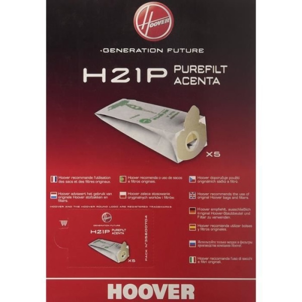 Sæt med 5 H21 støvsugerposer - HOOVER - NF9818262