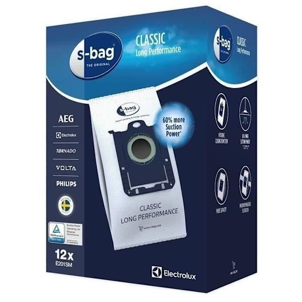 ELECTROLUX - 4 dammsugarpåsar - 3 L - S-Bag - E201S