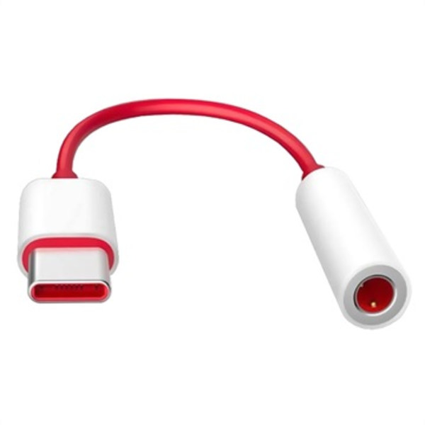 OnePlus USB-C / 3.5mm Kabeladapter - Bulk - Röd / Vit Tvåfärgad