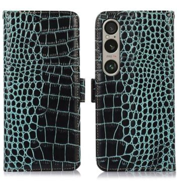 Sony Xperia 1 VI Crocodile Serie Läder Plånboksfodral med... Grön