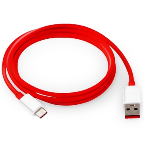 OnePlus USB Typ-C synk- och laddningskabel - röd / vit - bulk Tvåfärgad