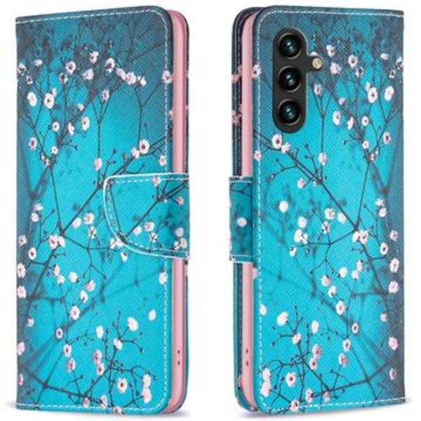 Samsung Galaxy A16 Wonder Series Plånboksfodral - Vit Blommor Animerad
