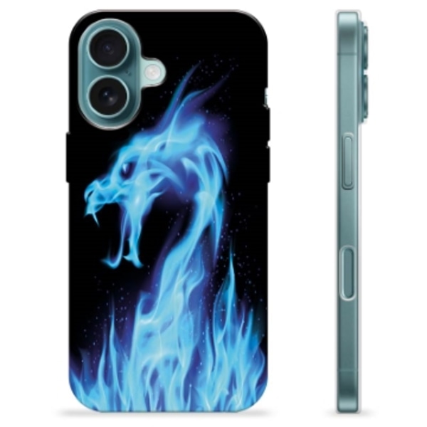 iPhone 16 TPU-Skal - Blå Elddrake Animerad