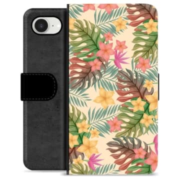 iPhone 16e Premium Plånboksfodral - Rosa Blommor Animerad