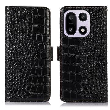 OnePlus 15 Crocodile Serie Läder Plånboksfodral med RFID -... Svart