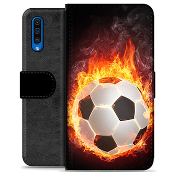 Samsung Galaxy A50 Premium Plånboksfodral - Fotbollsflamma Animerad