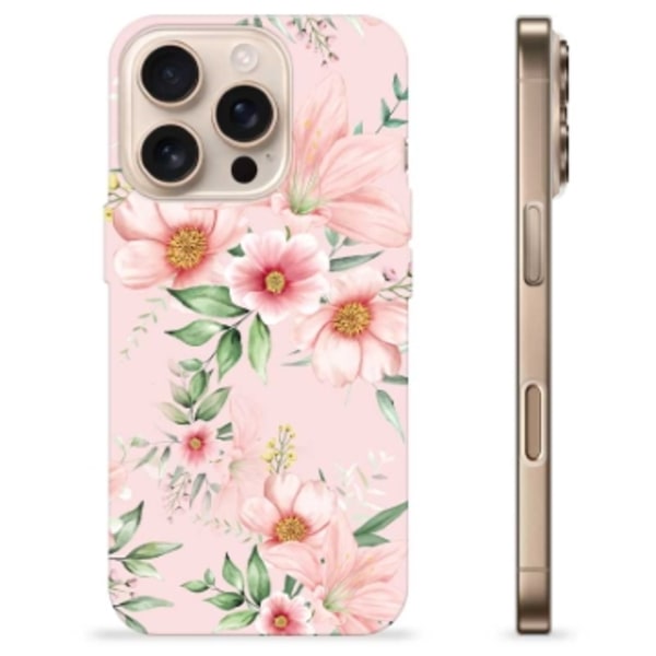 iPhone 16 Pro TPU-Skal - Vattenfärg Blommor Animerad