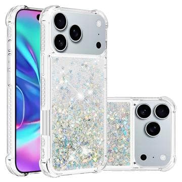 iPhone 17 Pro Max Glitter Quicksand TPU Skal - Silverhjärtan Silver