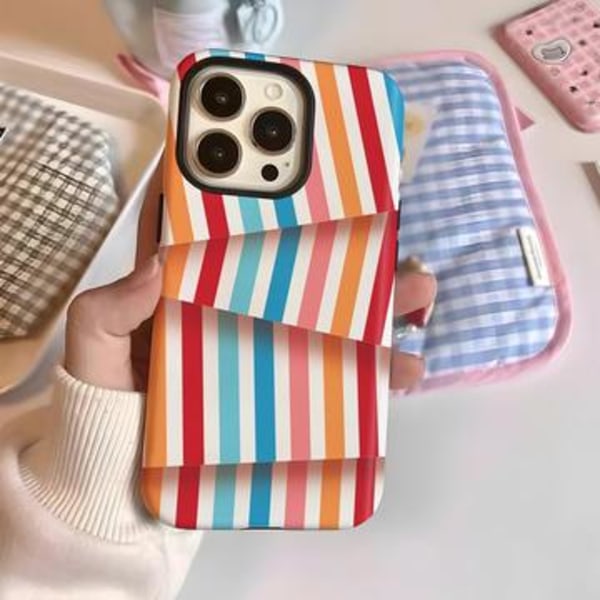 iPhone 15 Pro Ränder Avtagbart 2-i-1 hybridfodral - Regnbåge Färgrik