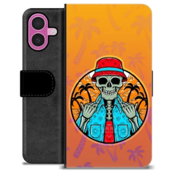 iPhone 16 Plus Premium Plånboksfodral - Skelett Sommar Animerad