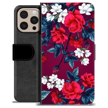 iPhone 16 Pro Max Premium Plånboksfodral - Vintage Blommor Animerad