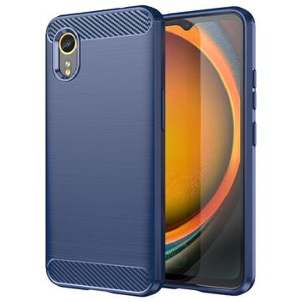 Samsung Galaxy Xcover7 Borstat TPU Skal - Kolfiber - Blå Blå