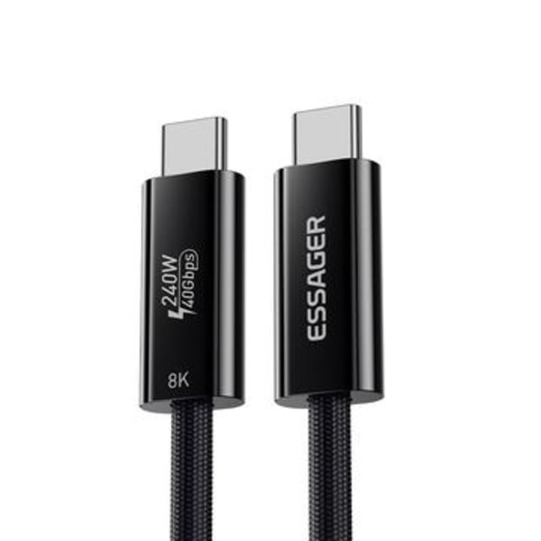 Essager Thunderbolt 4.0 USB-C-kabel 1m - 240W snabbladdning,... Svart