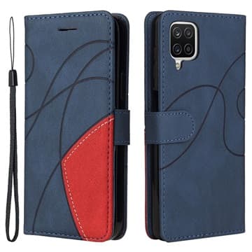 Bi-Color Series Samsung Galaxy A12 Plånboksfodral - Blå Blå