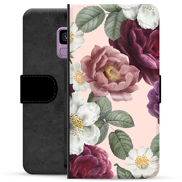 Samsung Galaxy S9 Premium Plånboksfodral - Romantiska Blommor Animerad