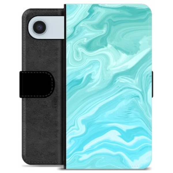 iPhone Air Premium Plånboksfodral - Blå Marmor Animerad