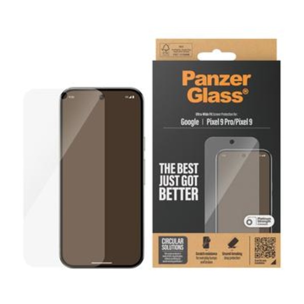 Google Pixel 9/9 Pro PanzerGlass Ultra-Wide Fit Skärmskydd - 9H Genomskinlig