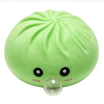 Dumpling squishy stressleksak som blåser bubblor, med å... Grön