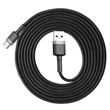 Baseus Cafule USB 2.0 / Typ-C Kabel CATKLF-CG1 - 2m - Svart... Tvåfärgad