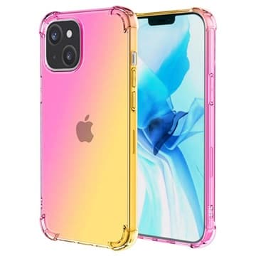 Gradient Stöttåligt iPhone 14 TPU-skal - Rosa / Guld Tvåfärgad