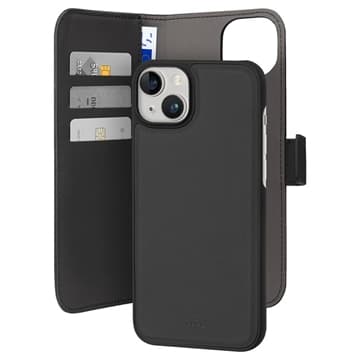 iPhone 15 Plus Puro 2-i-1 Magnetisk Plånboksfodral - Svart Svart