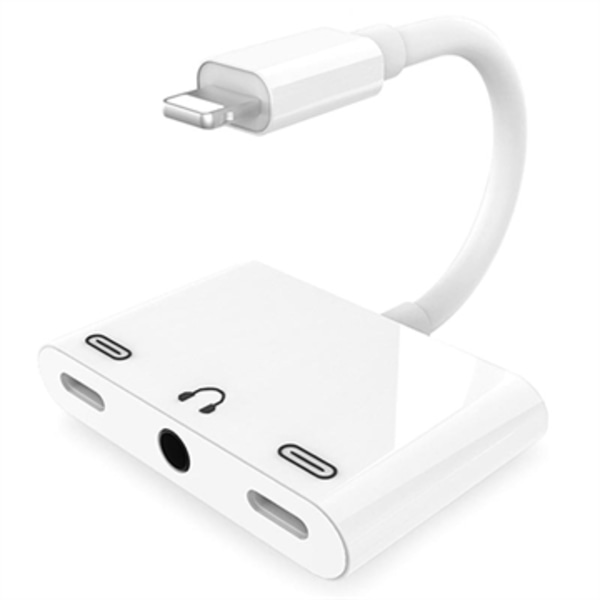 3-i-1 Lightning & 3.5mm Ljudadapter - Vit Gul