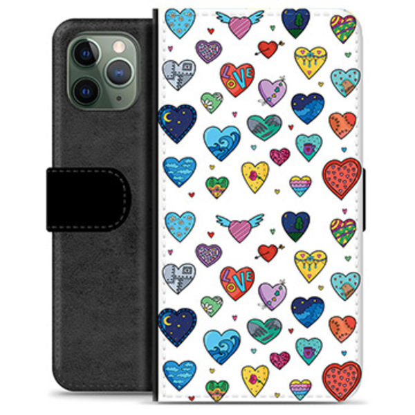 iPhone 11 Pro Premium Plånboksfodral - Hjärter Animerad