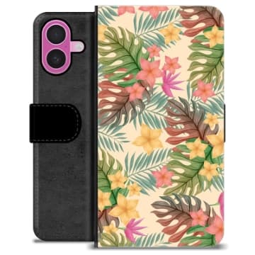 iPhone 16 Plus Premium Plånboksfodral - Rosa Blommor Animerad