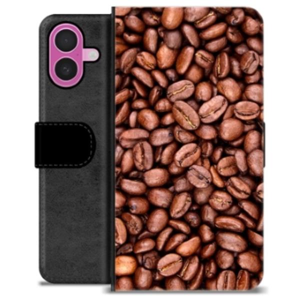 iPhone 16 Plus Premium Plånboksfodral - Kaffebönor Animerad