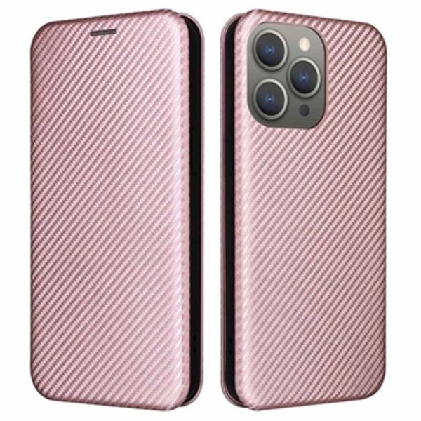iPhone 15 Pro Max Flipfodral - Kolfiber - Roséguld Guld