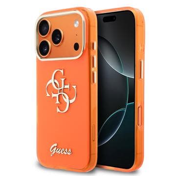iPhone 17 Pro Guess IML 4G Script Metal Logo Skal - Orange Orange