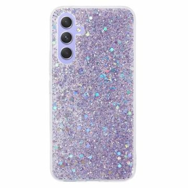 Samsung Galaxy S24 FE Glitter Flakes TPU-skal - Lila Lila