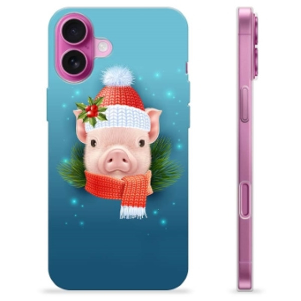iPhone 16 Plus TPU-Skal - Vinter Smågris Animerad