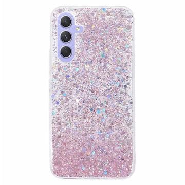 Samsung Galaxy S23 FE Glitter Flakes TPU-skal - Rosa Rosa