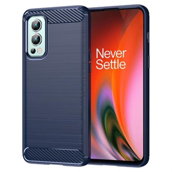 OnePlus Nord 2 5G Borstat TPU Skal - Kolfiber - Blå Blå