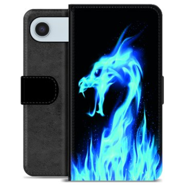 iPhone Air Premium Plånboksfodral - Blå Elddrake Animerad