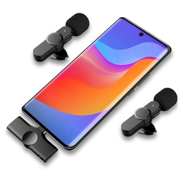 Trådlös Mygga / Clip-On Mikrofon till Smartphone - USB-C -... Svart