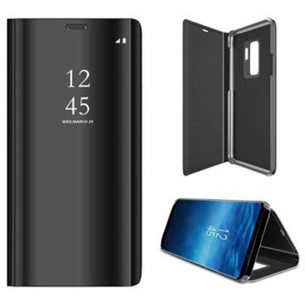 Luxury Mirror View Samsung Galaxy S9+ Flipfodral - Svart Svart
