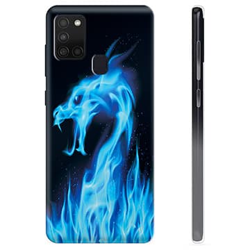 Samsung Galaxy A21s TPU-Skal - Blå Elddrake Animerad