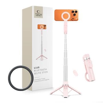 Tech-Protect L11S 2-i-1 MagSafe-selfiepinne med stativ och... Rosa