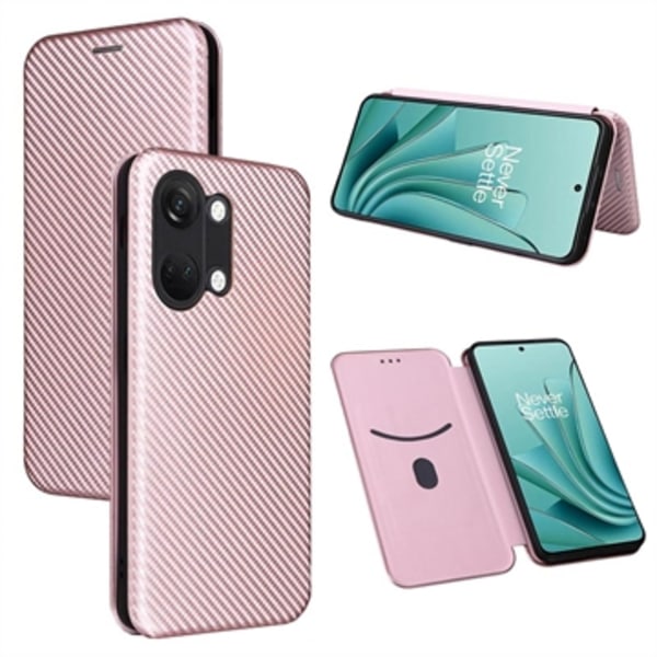 OnePlus Ace 2V/Nord 3 Flipfodral - Kolfiber - Roséguld Guld
