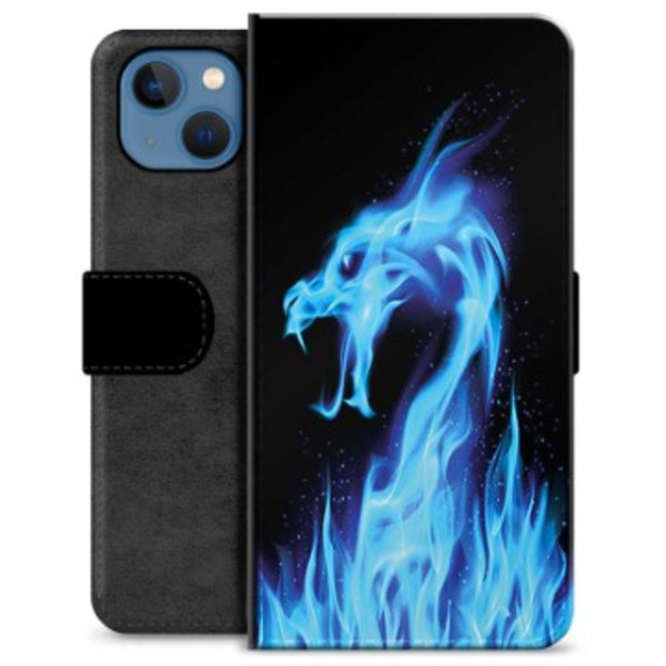 iPhone 13 Premium Plånboksfodral - Blå Elddrake Animerad