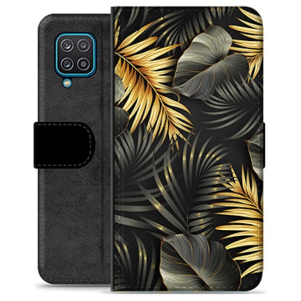 Samsung Galaxy A12 Premium Plånboksfodral - Gyllene Löv Animerad