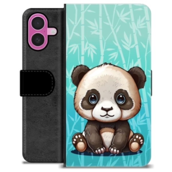 iPhone 16 Plus Premium Plånboksfodral - Panda Animerad