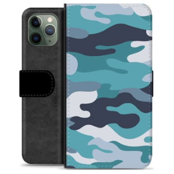 iPhone 11 Pro Premium Plånboksfodral - Blå Kamouflage kamouflage