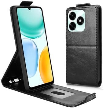 Honor X5c Plus vertikalt flipfodral med stativ - Svart Svart